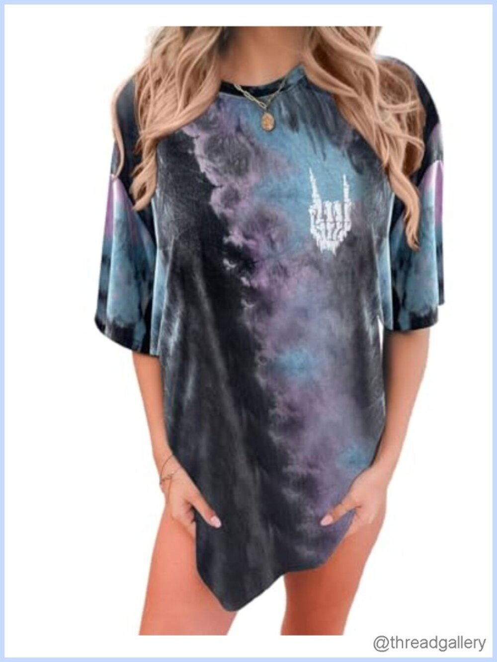 Oversized Graphic Tee Plus Size Gothic Tshirt Tie Dye Skull Print